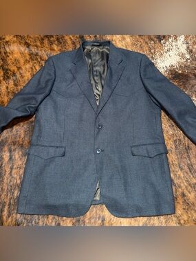 Cody James Men's Western Sport Coat Blazer 48R Blue Textured Yoke Cowboy Rodeo